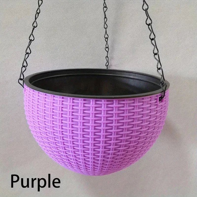 Elegant round metal hanging plant holder

