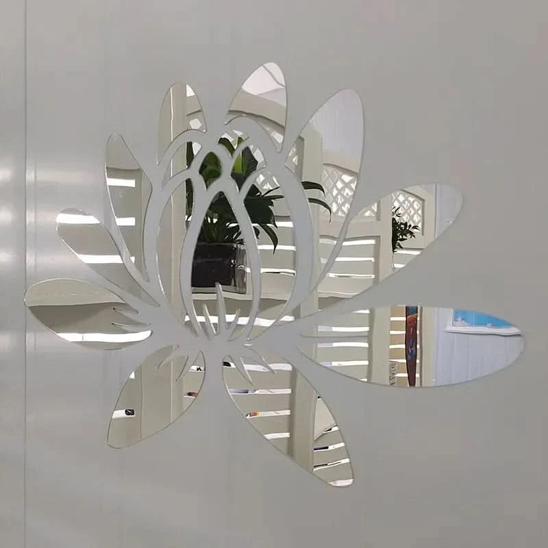 Lotus 3D Acrylic Mirror Wall Sticker – Reflective Wall Décor for Living Room, Bedroom & Office