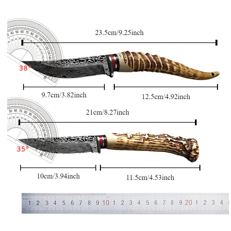 Arthaya™ 2-Piece Mongolian Boning Knife Set – Imitation Sheep Horn Handle, Sharp Kitchen & Fruit Knives