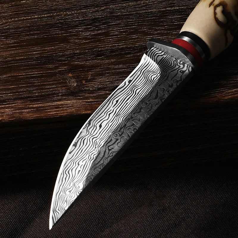 Arthaya™ 2-Piece Mongolian Boning Knife Set – Imitation Sheep Horn Handle, Sharp Kitchen & Fruit Knives