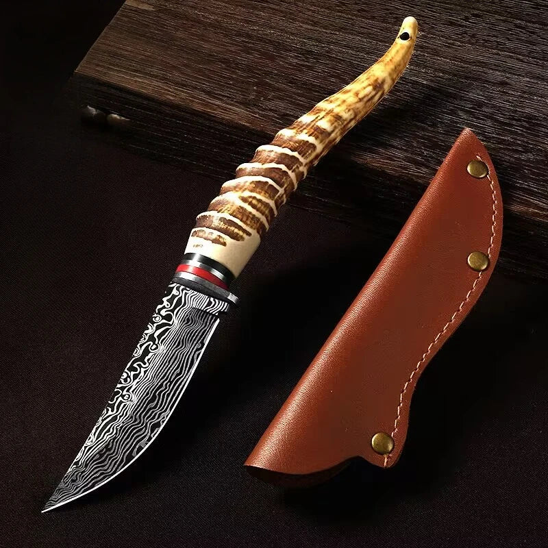 Arthaya™ 2-Piece Mongolian Boning Knife Set – Imitation Sheep Horn Handle, Sharp Kitchen & Fruit Knives