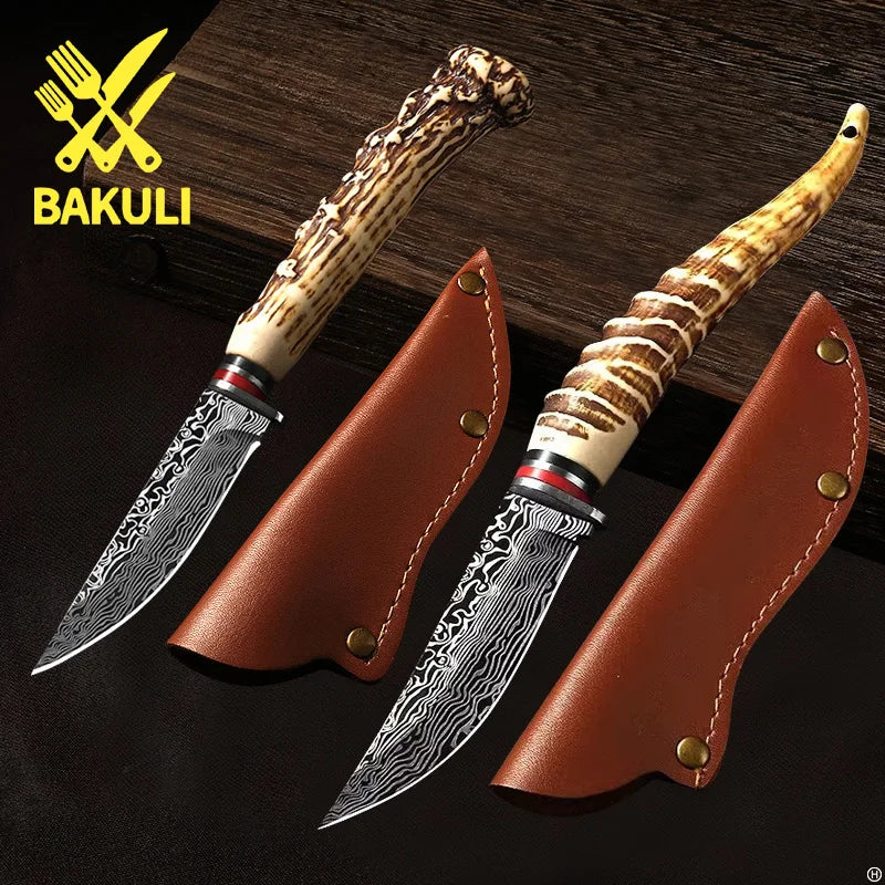 Arthaya™ 2-Piece Mongolian Boning Knife Set – Imitation Sheep Horn Handle, Sharp Kitchen & Fruit Knives