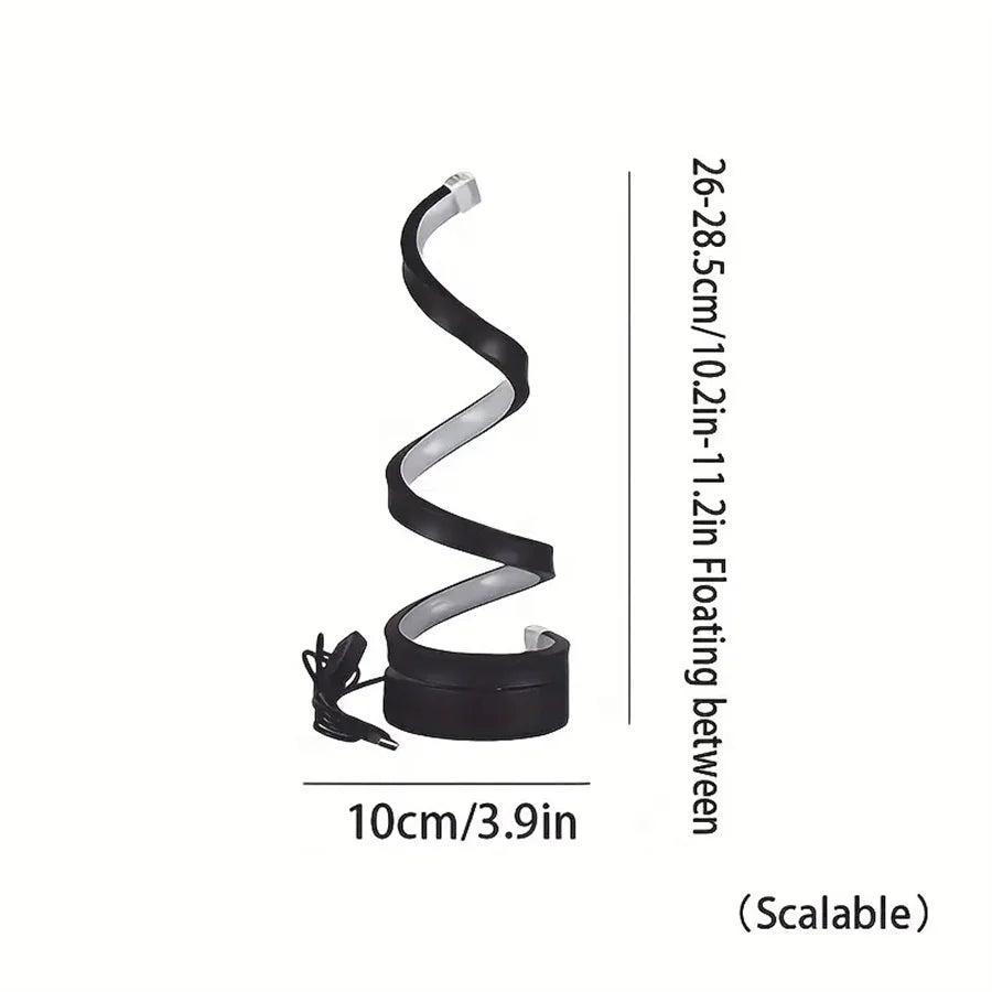 Modern Spiral LED Table Lamp with USB – Dimmable Warm Light for Bedroom or Office
