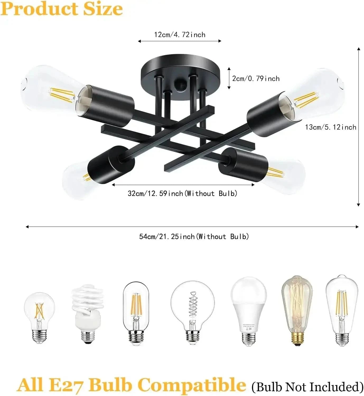Mid-century modern Sputnik chandelier in black


