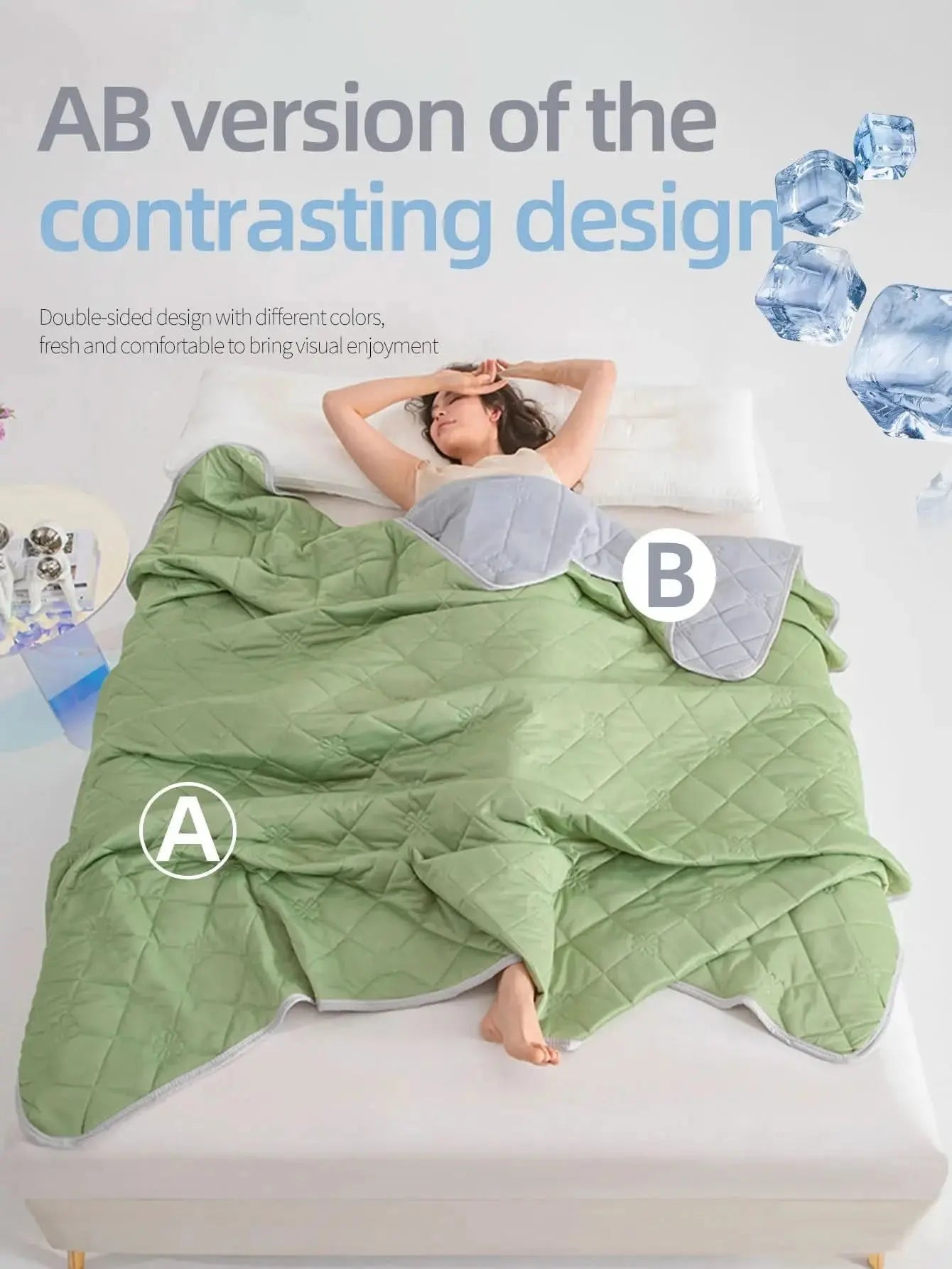  Thin and airy blanket with soft-touch cooling fabric and floral design.