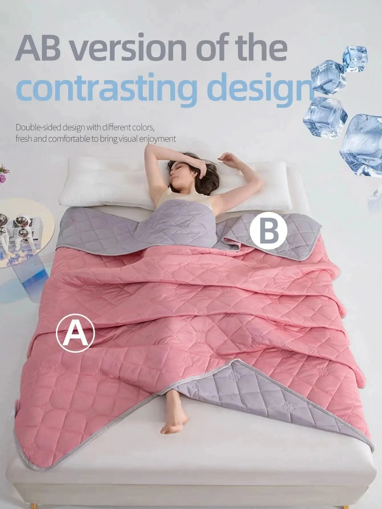 Breathable comforter for summer, featuring floral stitching and strong edge binding.

