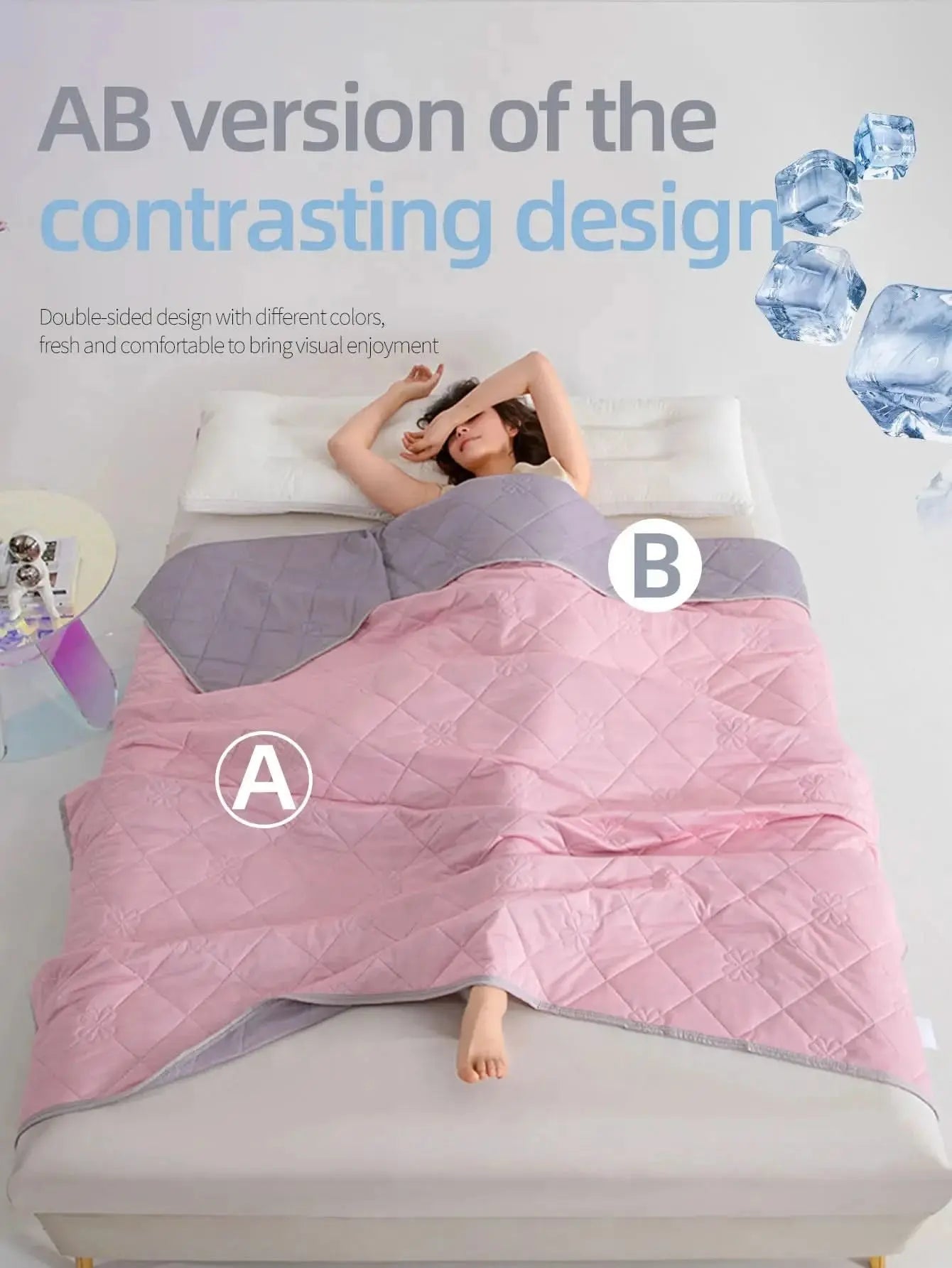 Cool-to-the-touch blanket with soft floral design and breathable material.

