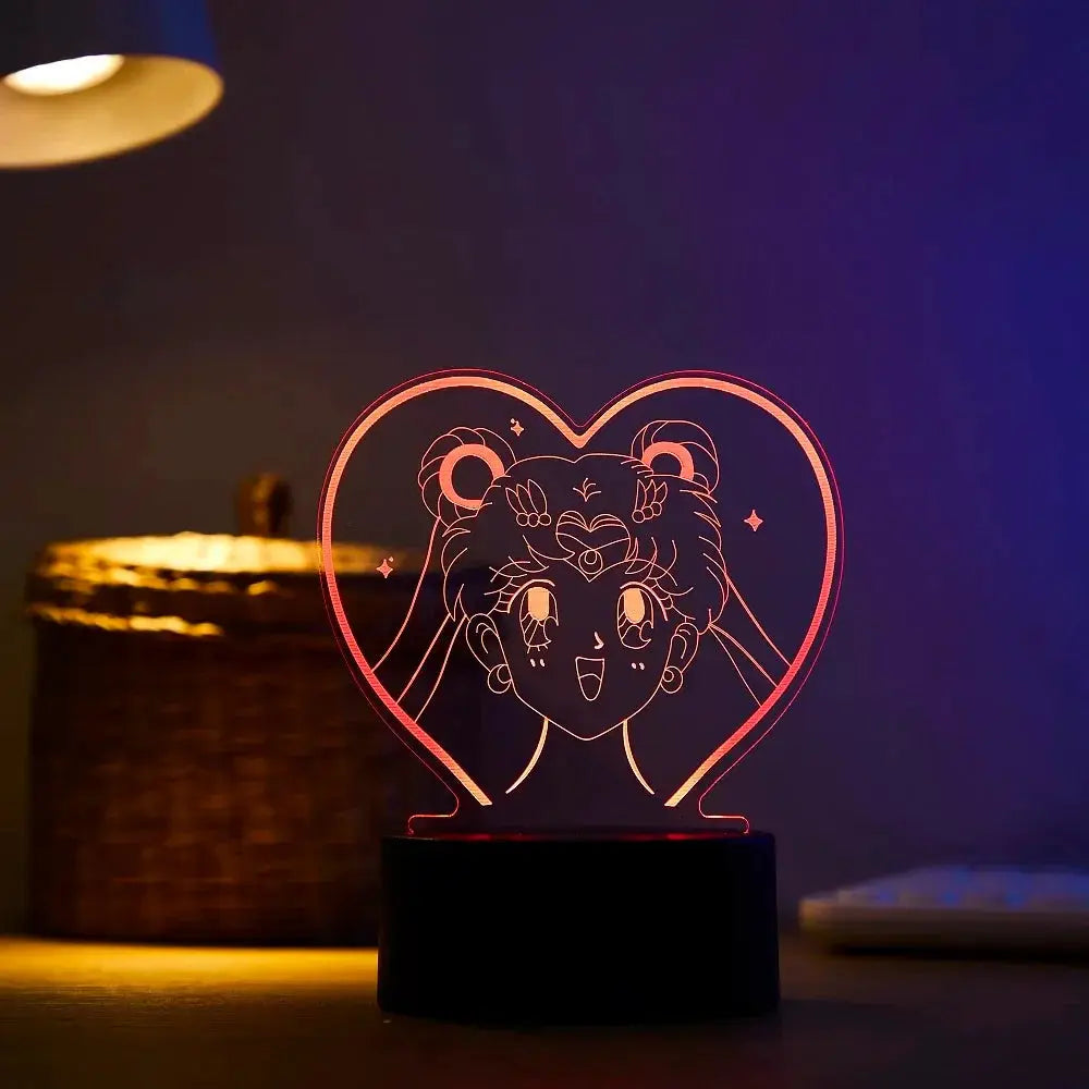 Magical girl themed LED acrylic lamp in glowing purple light – fun and dreamy decor for anime fans
