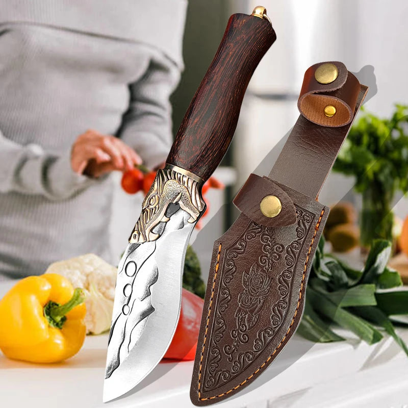 Arthaya forged boning knife with wood handle and sheath

