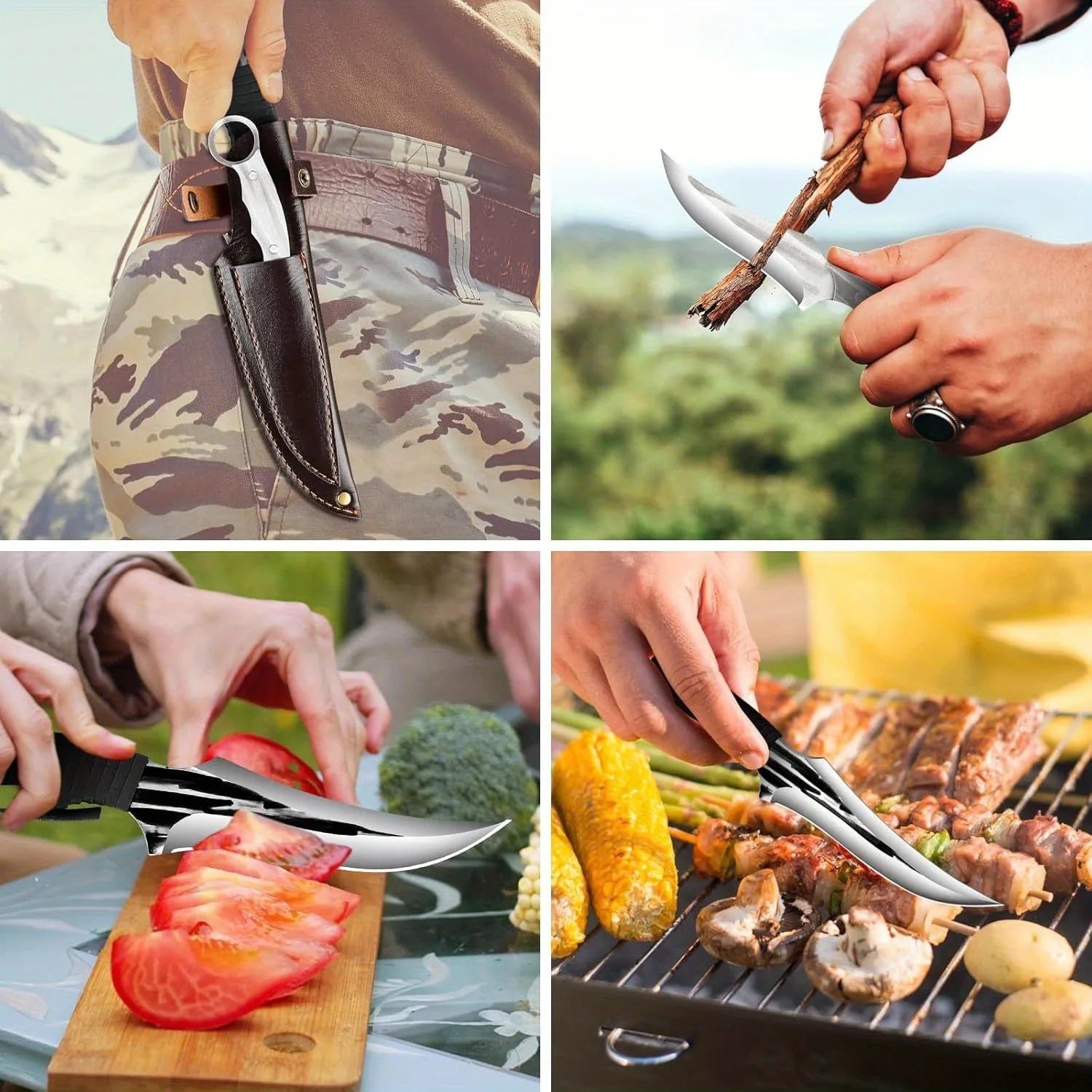 Double knife set with protective sheath on table

