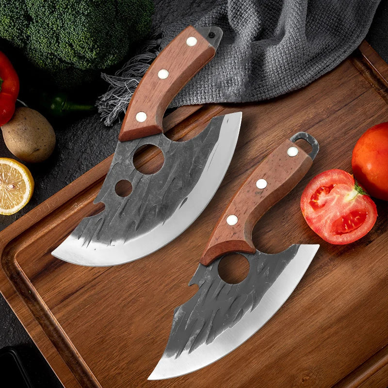 Knife with built-in bottle opener for BBQ and outdoor cooking

