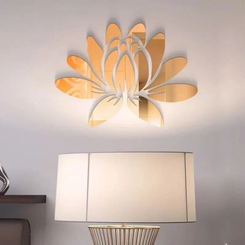 Acrylic mirror sticker in lotus design