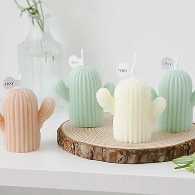 Fragrant cactus candle in wax, ideal for adding a playful touch to any room.