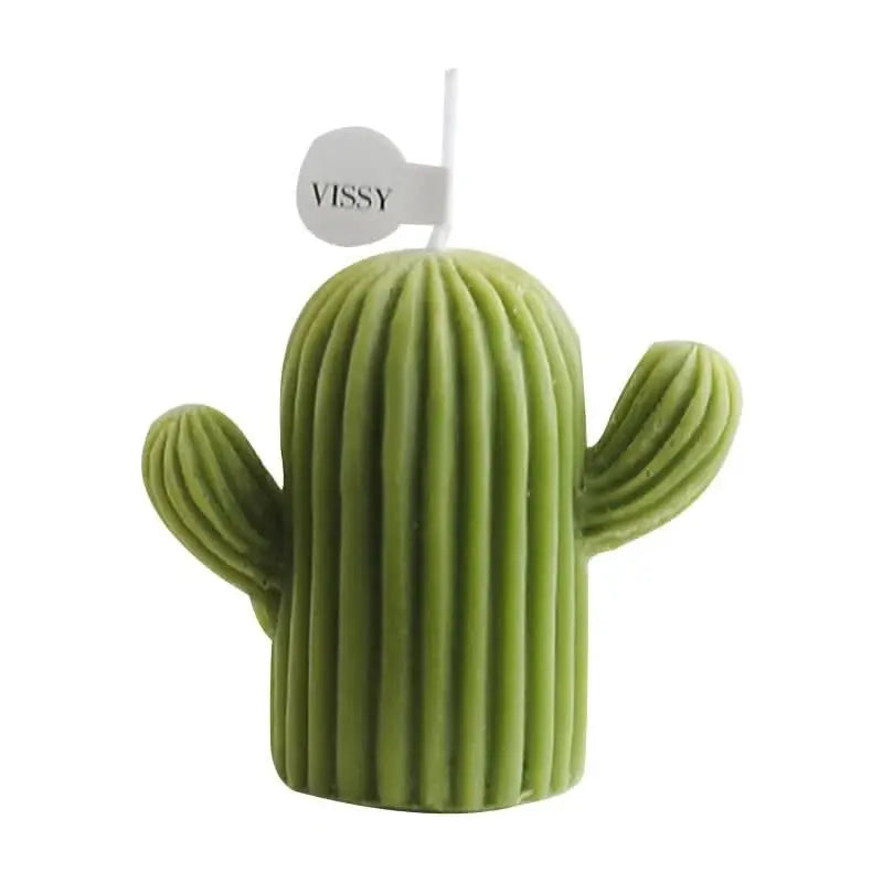 Nature-inspired cactus wax candle, ideal for relaxing spaces or minimalist homes.