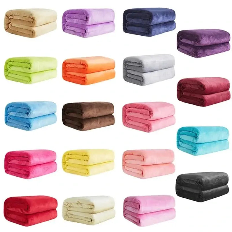 Ultra-soft 230GSM flannel fleece blanket in solid colour, perfect for cosy nights on the sofa or bed.