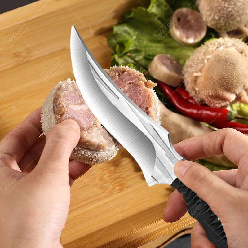 Camping knife with full tang design and ergonomic ring-style handle

