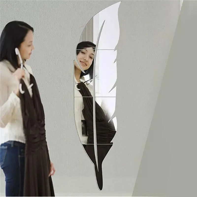 Reflective wall sticker with feather design
