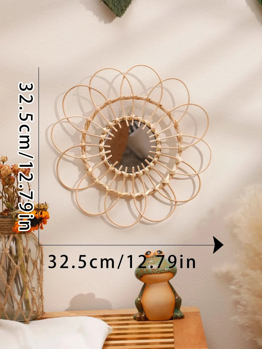 Natural fibre handmade wall art mirror

