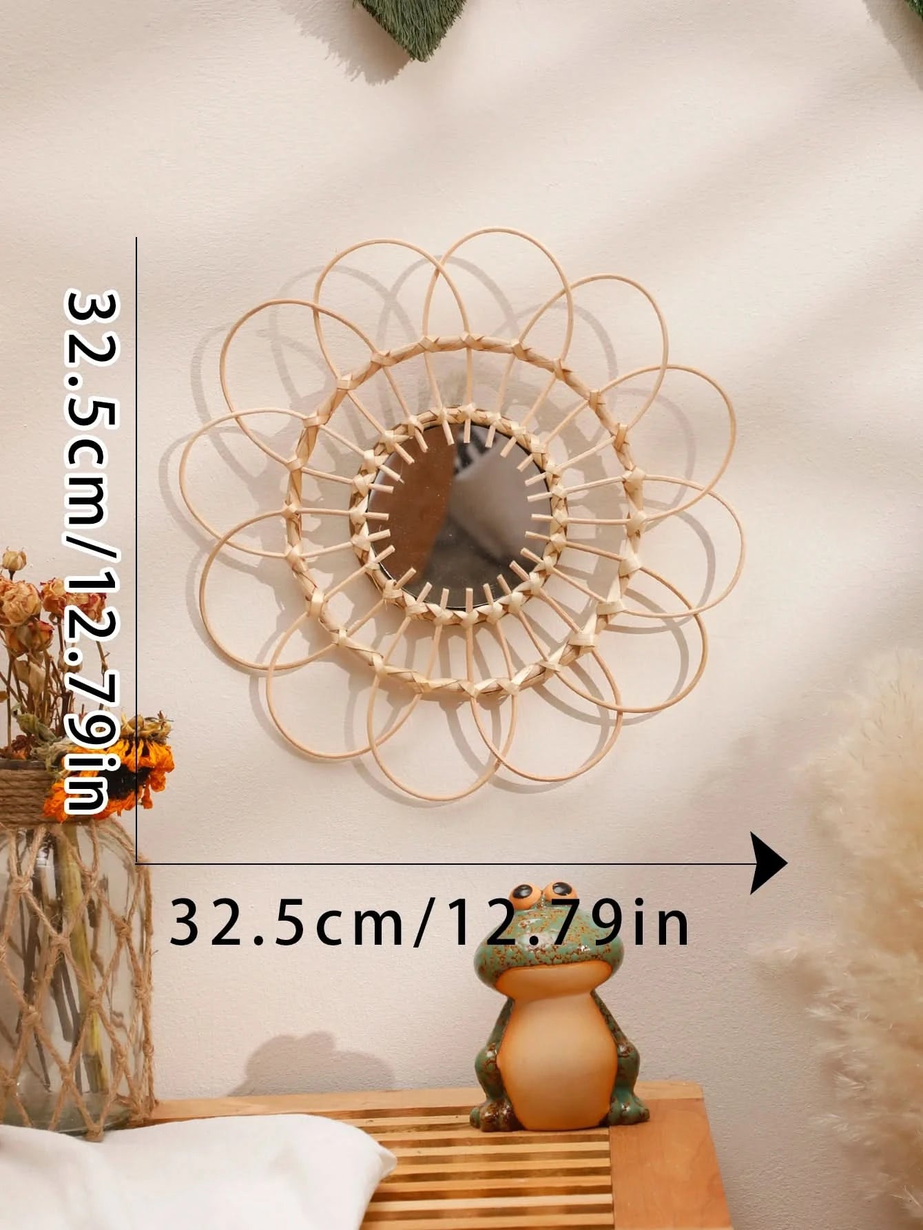 Natural fibre handmade wall art mirror

