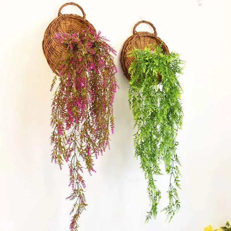 Rattan hanging basket for flowers and greenery