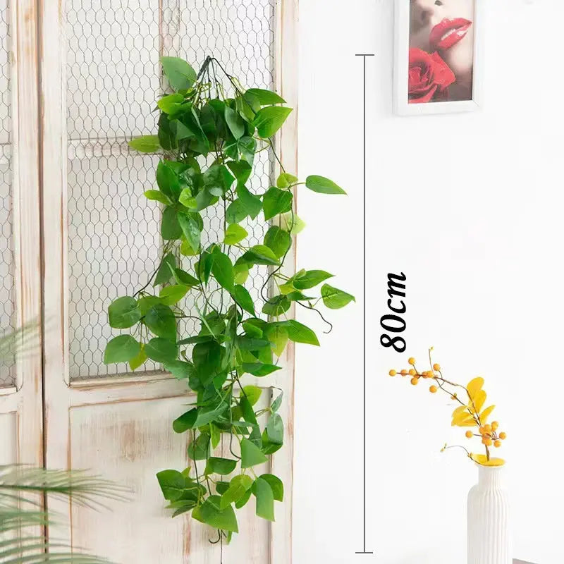Wall-mounted vine planter in natural woven style