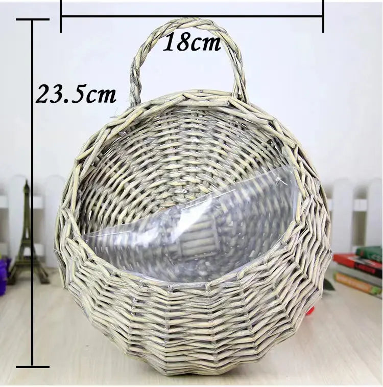Decorative rattan hanging basket for gardens