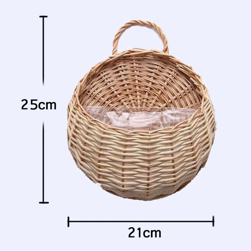 Wall planter made of natural wicker for herbs