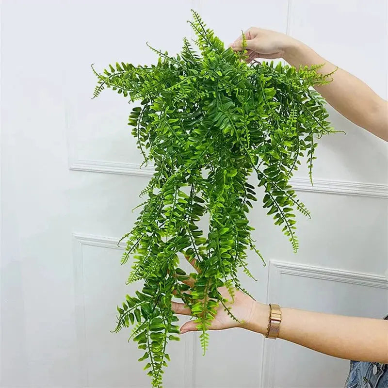Hanging rattan wall planter for vertical gardening

