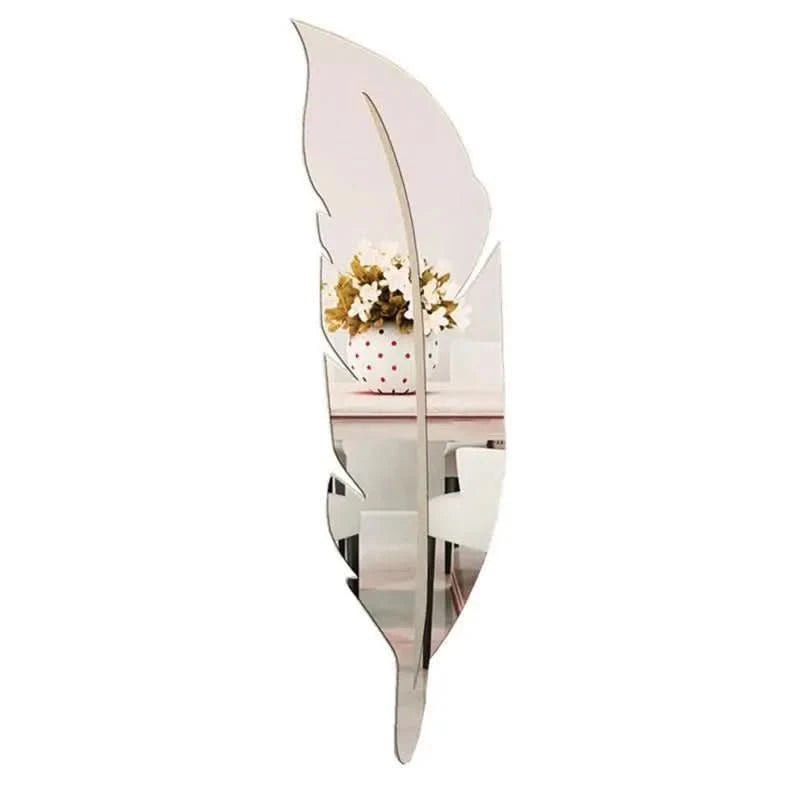 Large 3D feather mirror wall sticker