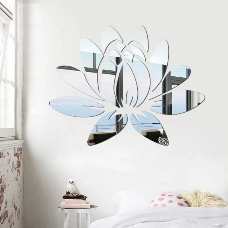 Reflective lotus 3D acrylic mirror wall sticker

