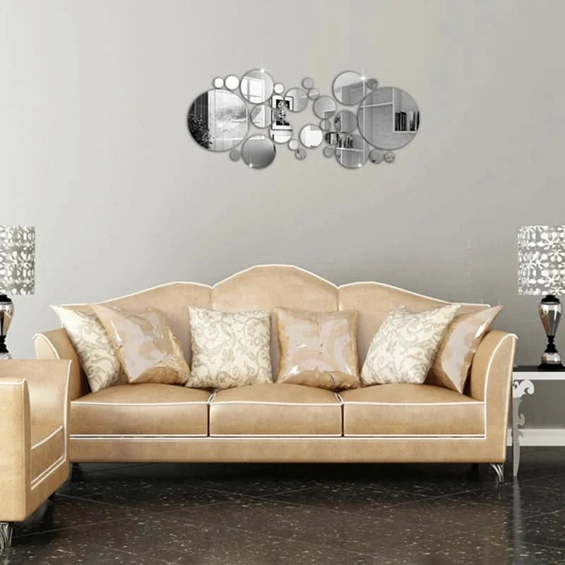 Removable acrylic mirror wall stickers in circular design