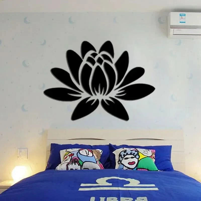 Modern wall décor with lotus-shaped mirror sticker