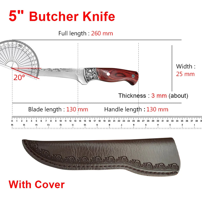 Razor-sharp forged knife with curved blade and ergonomic handle

