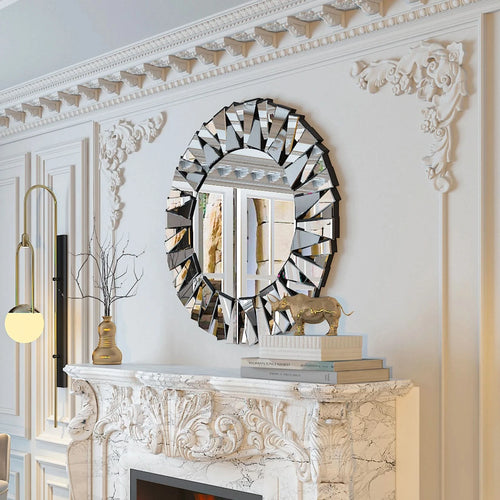Decorative wall mirror with bevelled glass