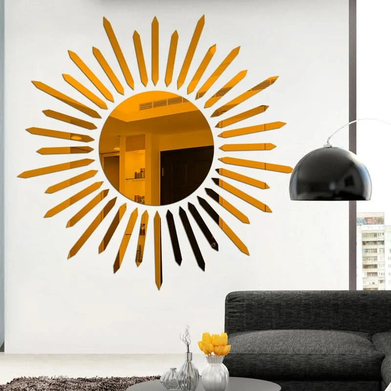 Sunflower mirror sticker for bedroom or hallway
