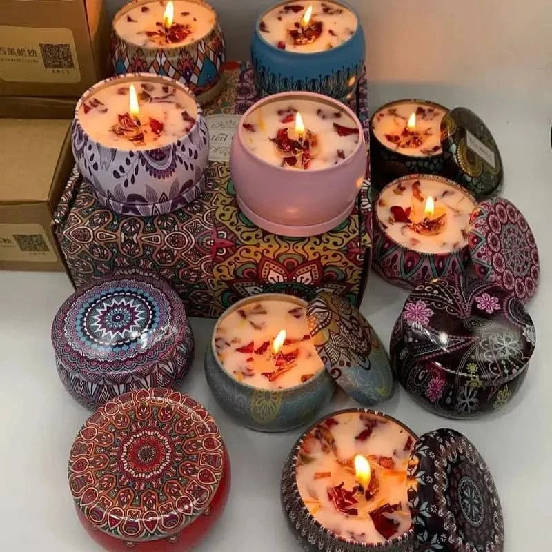 vintage scented candles Set – Floral Fragrance Jar Candles for Gifts & Home Décor (1/4PCS) arthaya
