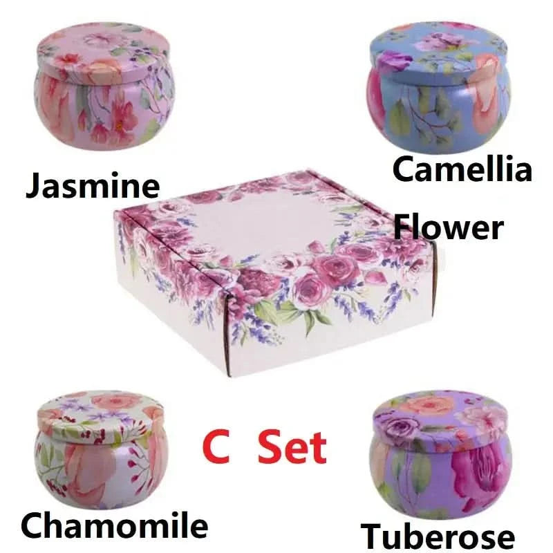 vintage scented candles Set – Floral Fragrance Jar Candles for Gifts & Home Décor (1/4PCS) arthaya