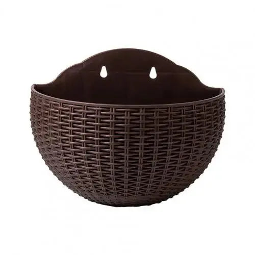 Decorative plastic hanging planter for exterior walls

