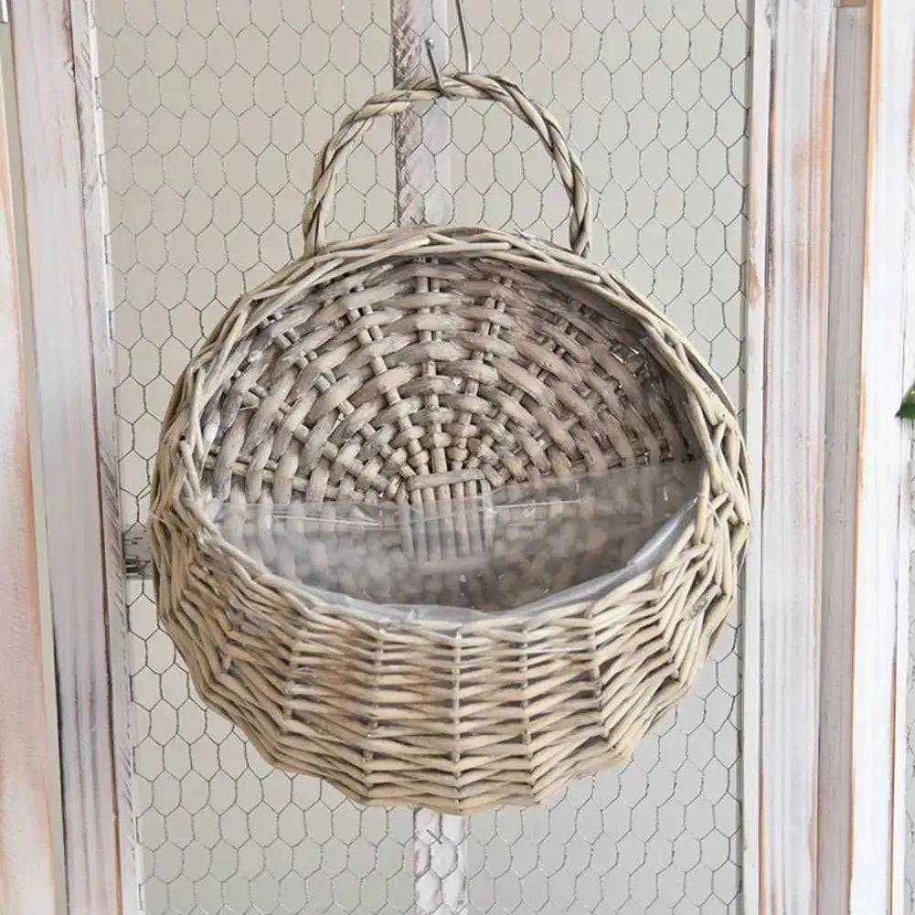 Boho style rattan plant basket for home decoration

