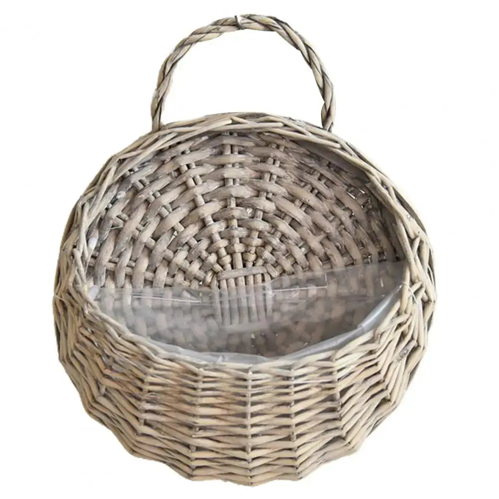 Wall-mounted rattan planter for herbs and blooms