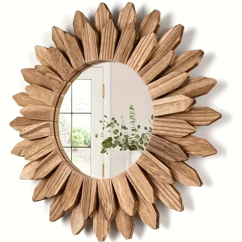 Sunflower wall mirror in boho style