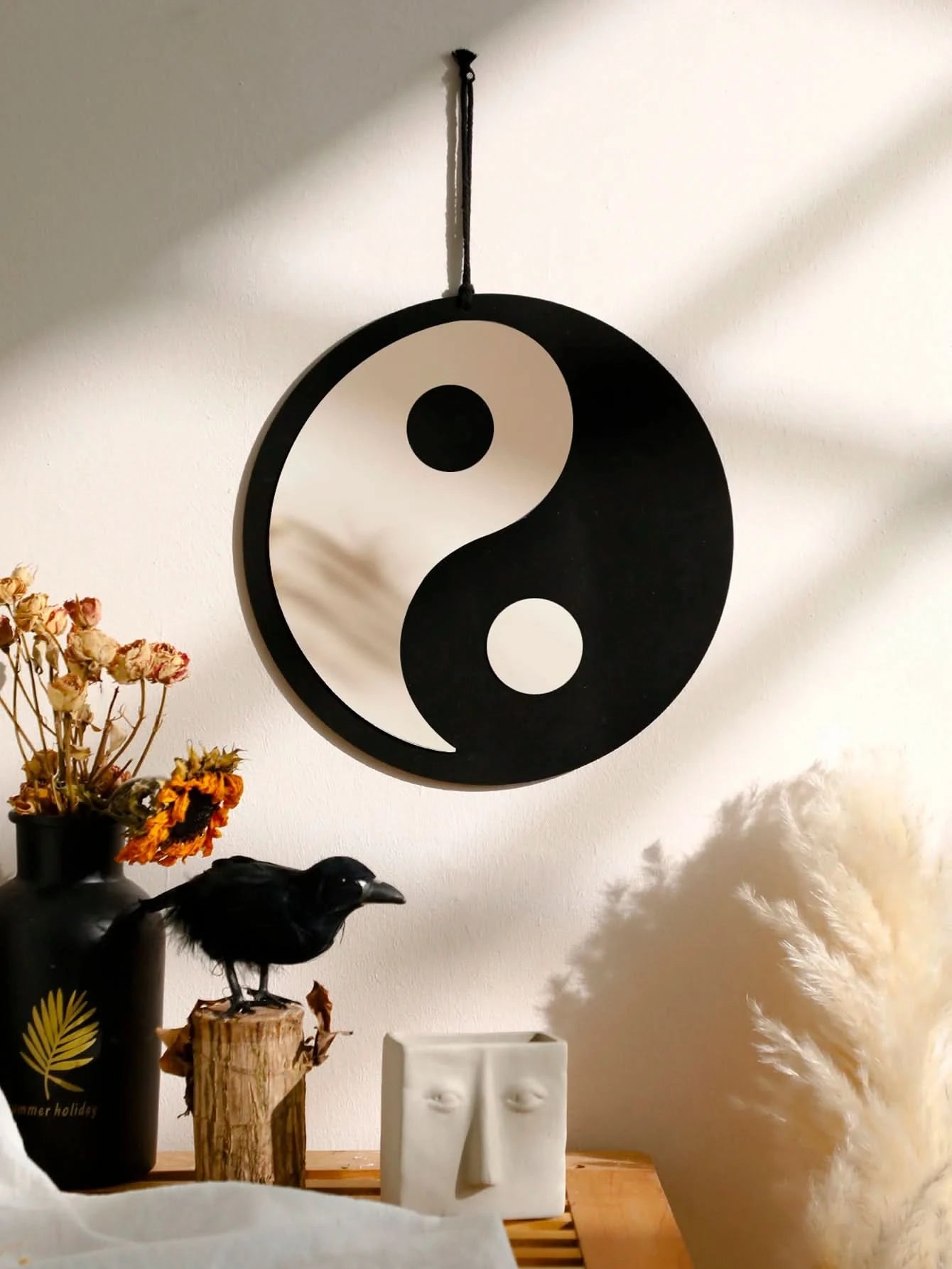 Feng Shui wall mirror with Yin Yang design