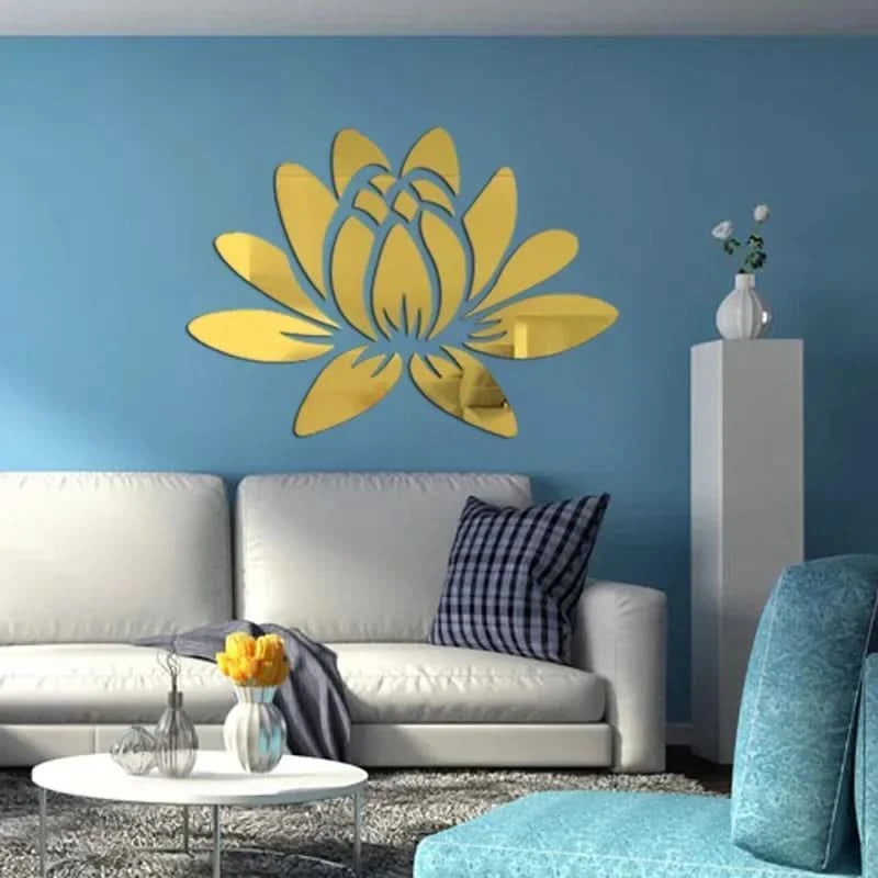 3D acrylic lotus flower wall decal for peaceful ambiance